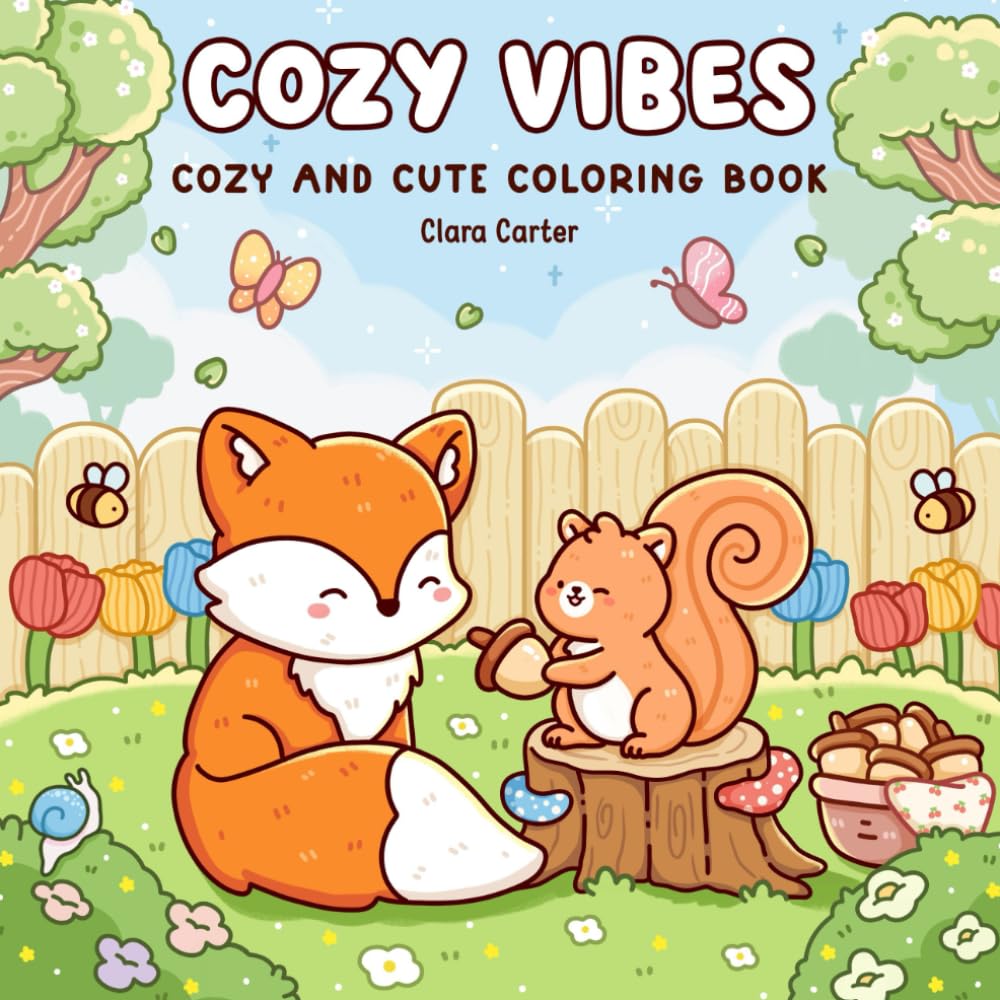 Cozy Vibes: Coloring Book for Teens and Adults with Bold and Easy Designs featuring Cute Animals, Plants and Flowers for Stress Relief and Relaxation baixar o livro de graça