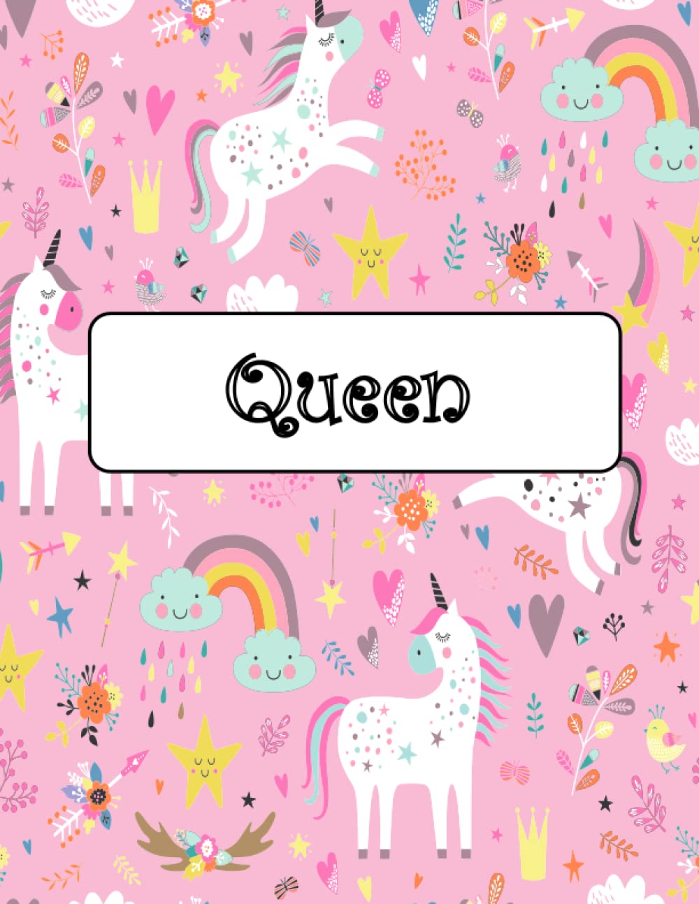 Queen: Unicorn Notebook Personal Name Wide Lined Rule Paper | The Notebook For Writing Journal or Diary Women & Girls Gift for Birthday, For Student, Back to schoo | 160 Pages Size 8.5x11inch baixar livro de graça