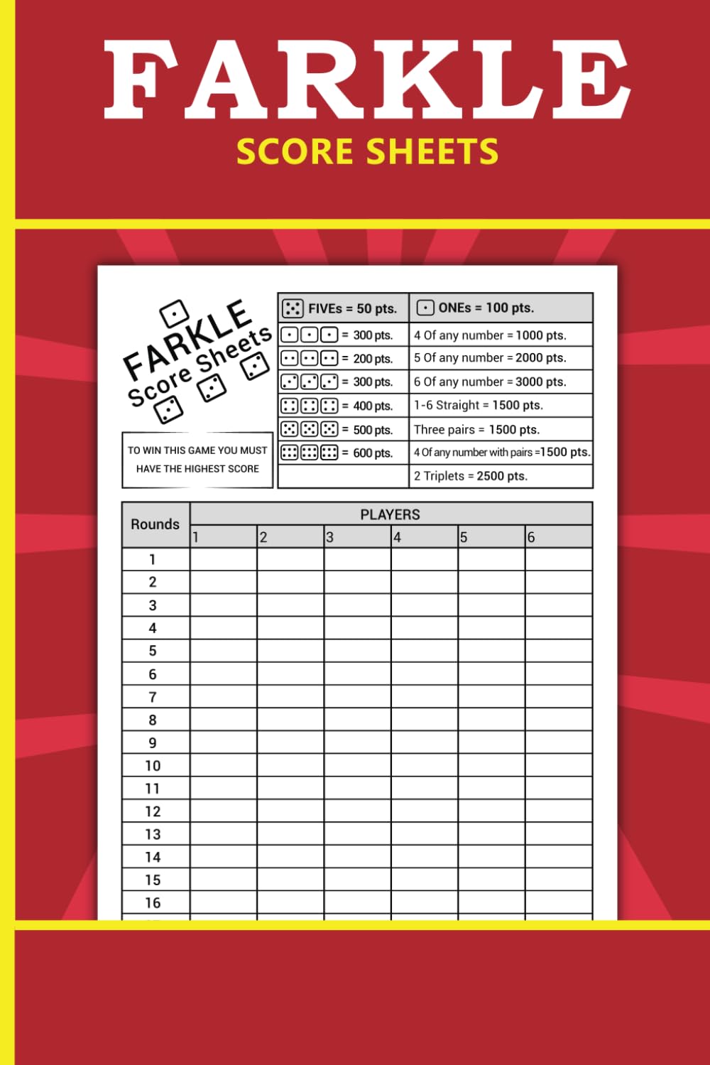 ler totalmente Farkle score sheets: Large print scorekeeping cards for farkle - 108 Pages, 6x9 Inche
