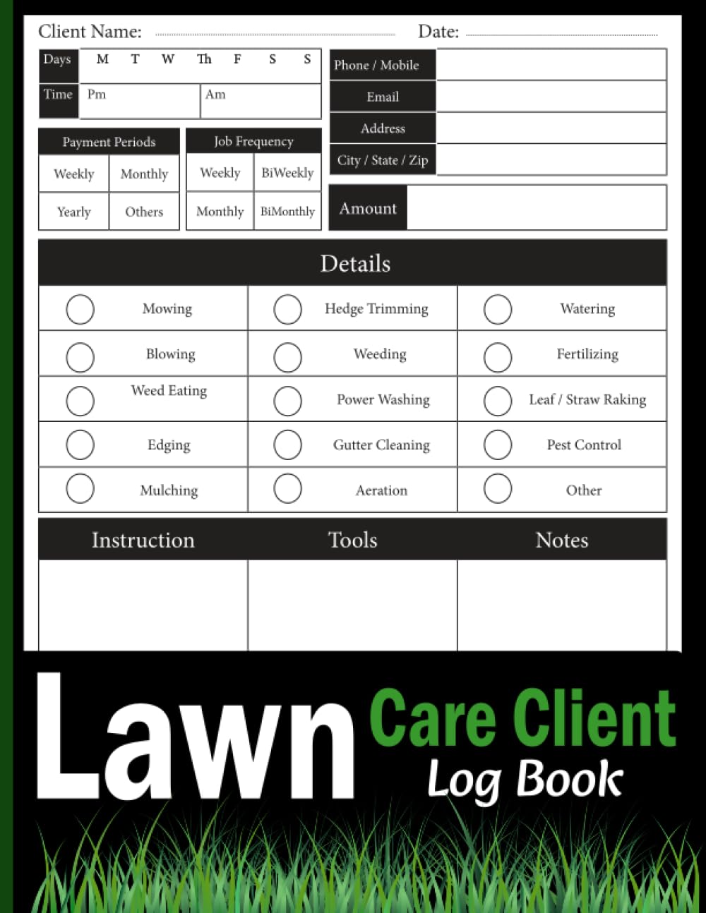 Lawn Care Client Log Book: Mowing and Landscape appointment tracking for writing Customer Information Easily baixar o livro de graça