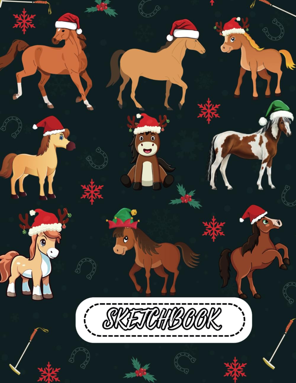 ler totalmente Horse Sketch book: Cute Christmas Horse Sketchbook, 110 Pages 8.5" x 11" Use it For Sketching, Drawing & Crayon Coloring