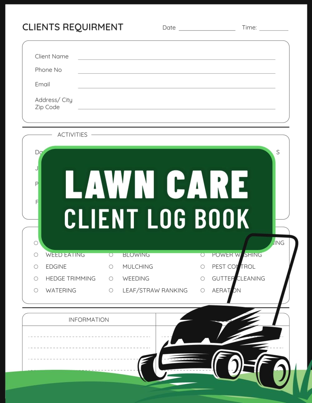 Lawn Care Client Log Book: Customer Appointments Service Tracker for Mowing And Landscaping Businesses baixar o livro de graça