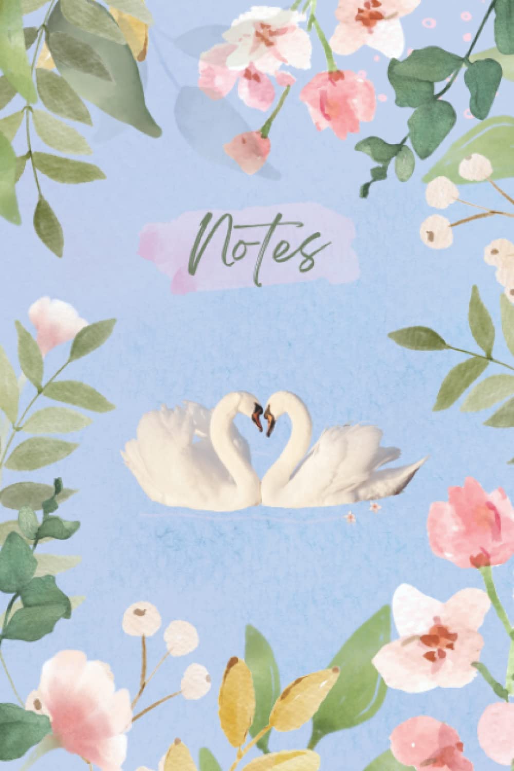 ler totalmente Notes: Beautiful Swans in Love on Sky Blue Lake. Soft Pastel Watercolor Flowers Notebook. 6 X 9, 150 Pages.