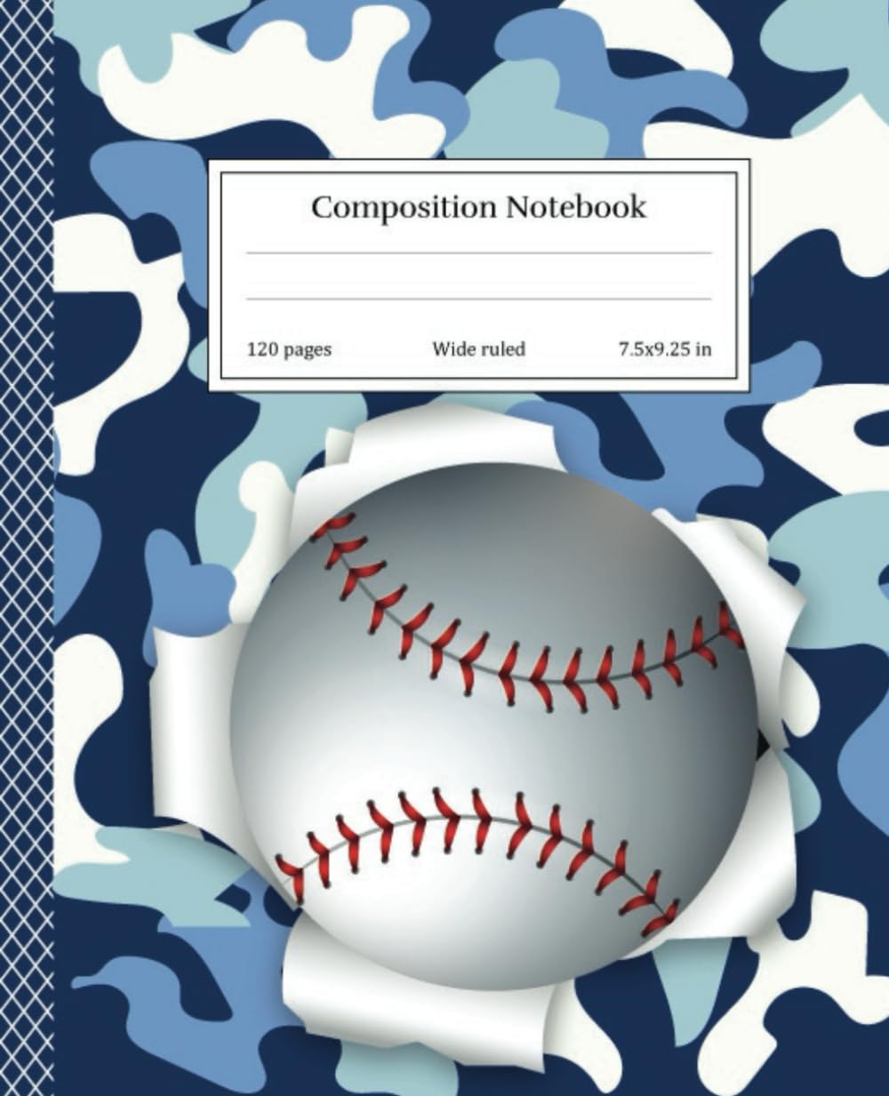 ler totalmente Baseball Camouflage Composition Notebook: Navy Blue and White Camouflage Pattern Sports Edition Composition Notebook for Boys, Girls and Kids | Wide... | Notebook for home, school, college, office