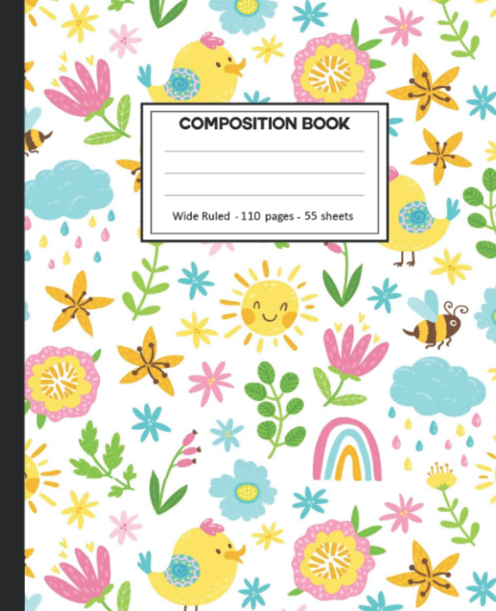 ler totalmente Composition Notebook: Composition Notebook with Rainbow with flowers for School.