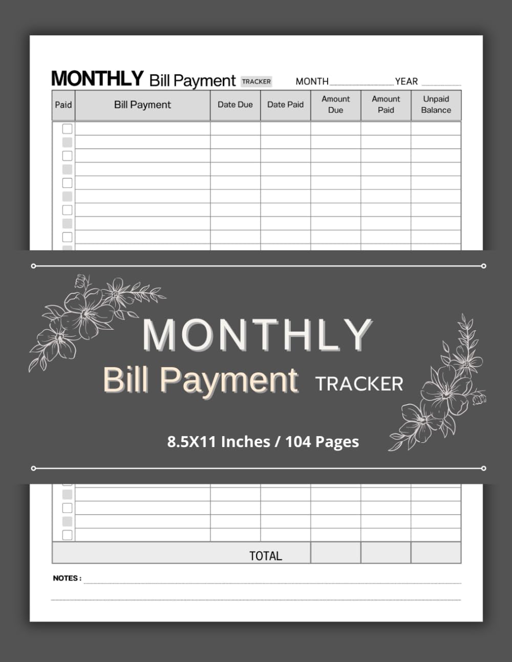 Monthly Bill Payment Tracker: The bill journal uses a record to remind you when it's time to pay your bills. 8.5"x11" / 104 Pages. baixar livro de graça