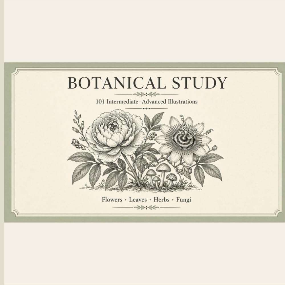 Botanical Study: 101 Intermediate to Advanced Flower, Leaf, Herb, and Fungi Coloring Pages baixar o livro de graça