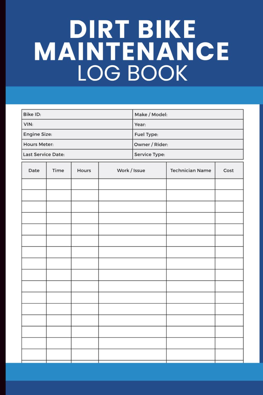capítulo por capítulo baixar Dirt Bike Maintenance Log Book: Off-Road Motorcycle Service Journal to Track Repairs, Engine Hours, Parts Replaced, Technician Notes, and Maintenance History