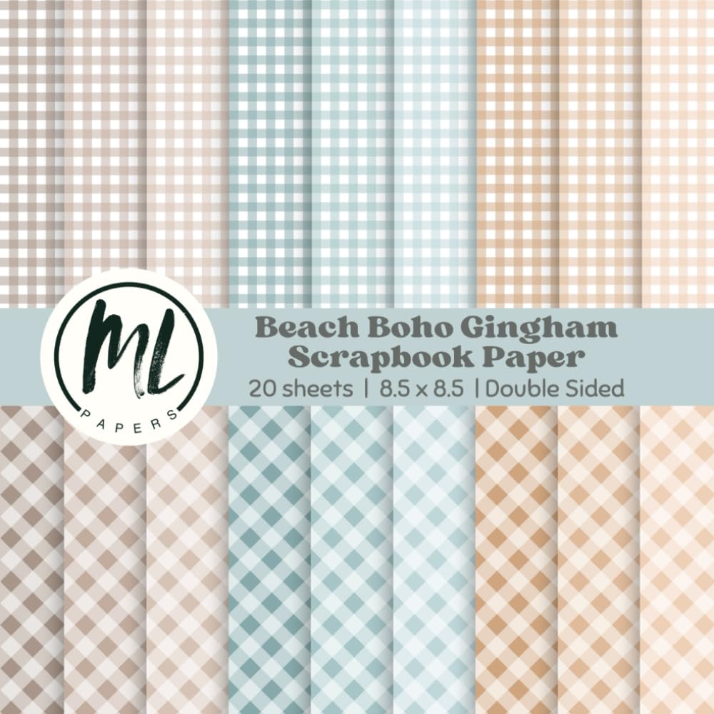 ler totalmente Beach Boho Gingham Scrapbook Paper Pad: Ocean Pastel Plaids Scrapbook Paper, Summer Decorative Craft Paper for Card Making, Scrapbooking, Junk... Arts and Crafts for Kids, 8.5 x 8.5 inch
