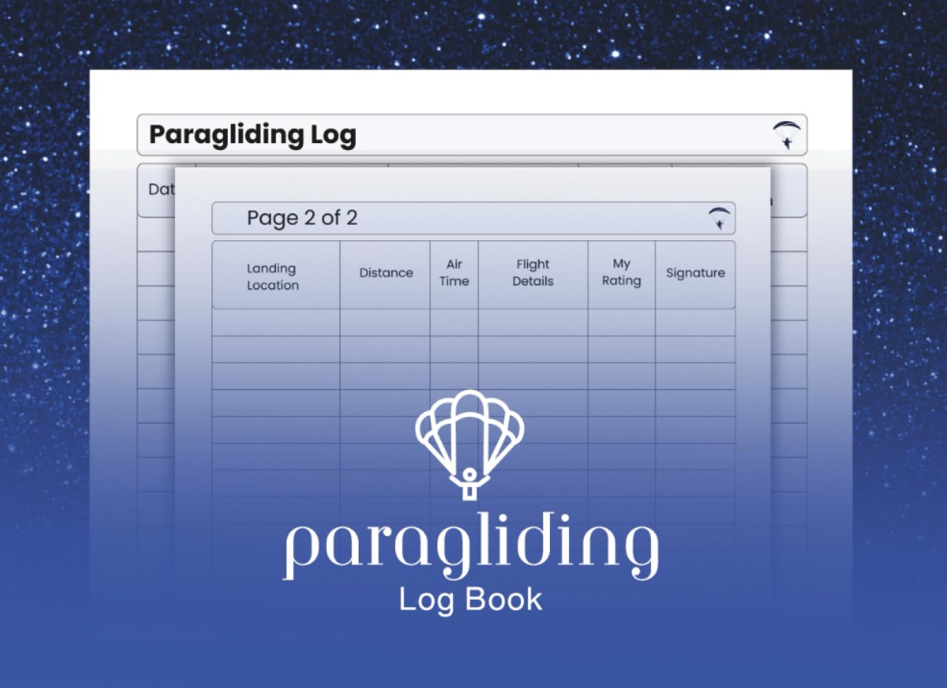 Paragliding Log Book: Flight Log and Tracker for Pilots to Record Launch, Landing and Air Time baixar livro de graça