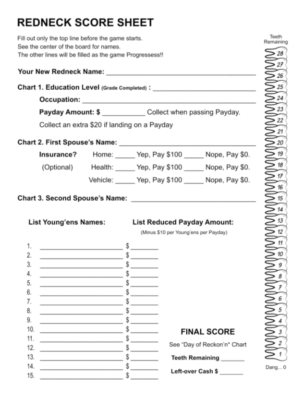 ler totalmente Redneck Score Sheet: Let's Spend a Good Time Playing Redneck Life Game with Your Family and Friends