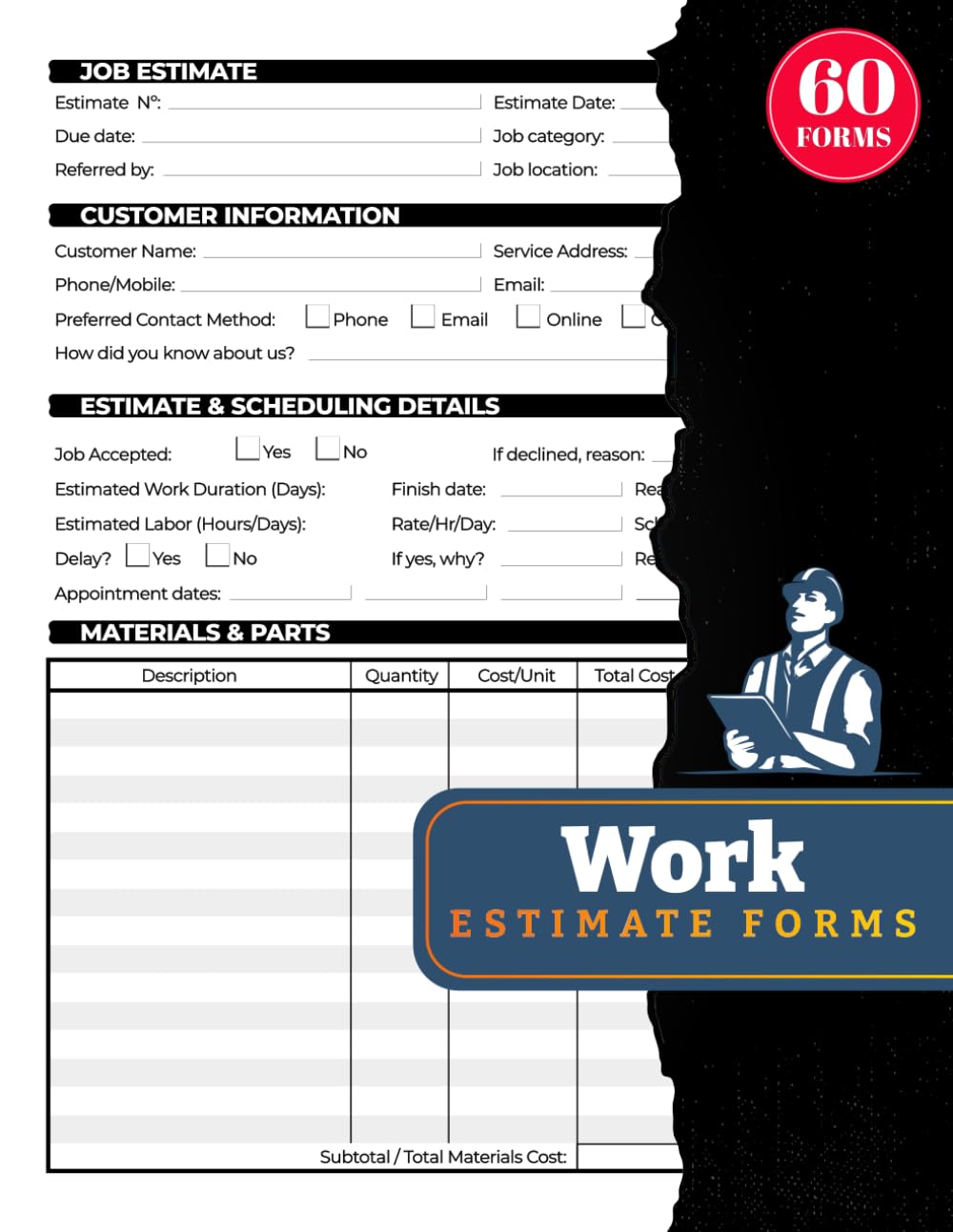 capítulo por capítulo baixar Work Estimate Forms: Job Quote Record Logbook for Electricians, Plumbers, HVAC, Roofing & Handyman Businesses | Includes Sketch Layout Pages | 60 Forms, 120 Two-Sided Pages