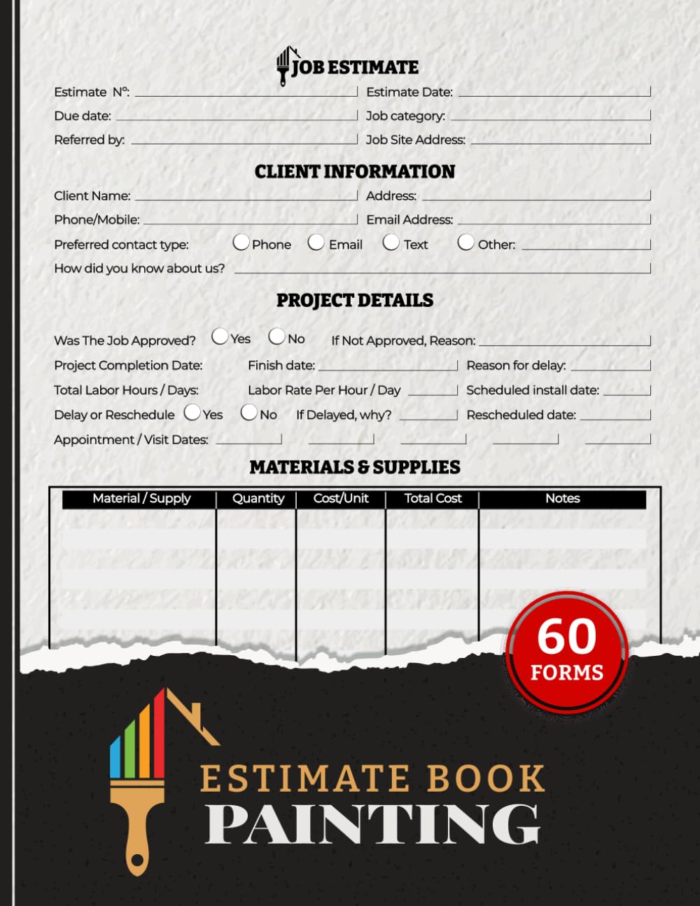 Painting Estimate Book: Quote Forms for Painters & Small Business Owners | Track Client Details, Labor, Material Costs, Measurements & Project Sketches | 60 Forms baixar livro de graça