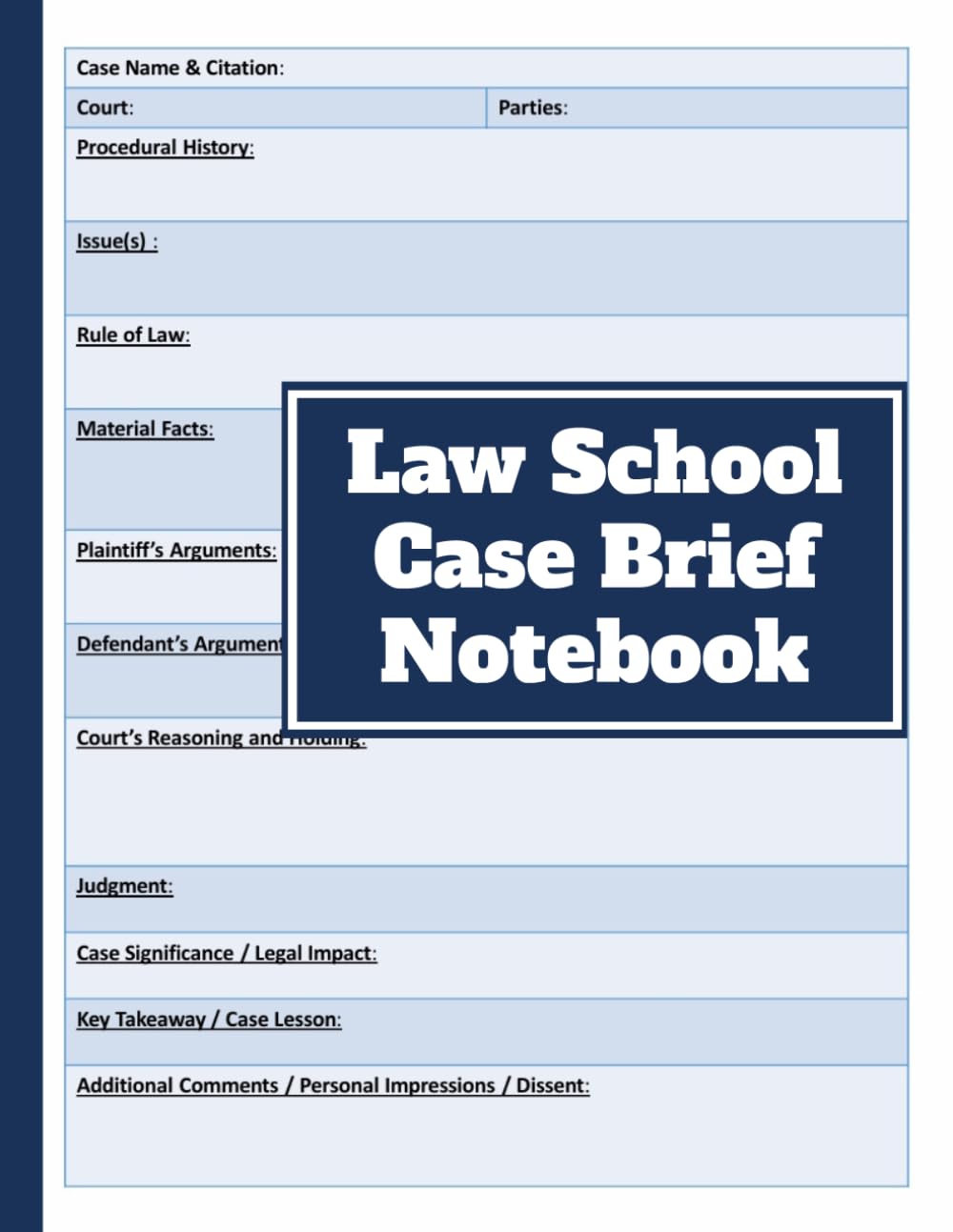 ler totalmente Law School Case Brief Notebook: Track and organize every legal case with this comprehensive Case Brief system, designed for law students and... and excel in exams | law school must haves.