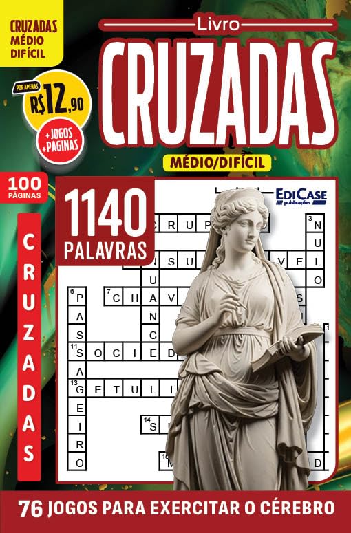ler totalmente Livro Cruzadas ed.04 -100 páginas - Médio/Difícil: 76 Jogos para exercitar o cérebro
