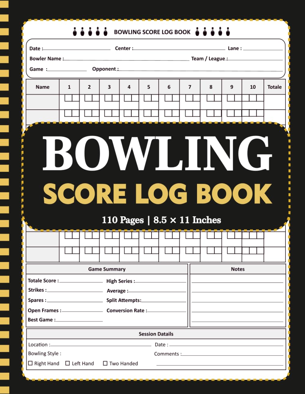 Bowling Score Log BooK: Bowling Score Tracker for Frames, Strikes, Spares, and Game Notes baixar livro de graça