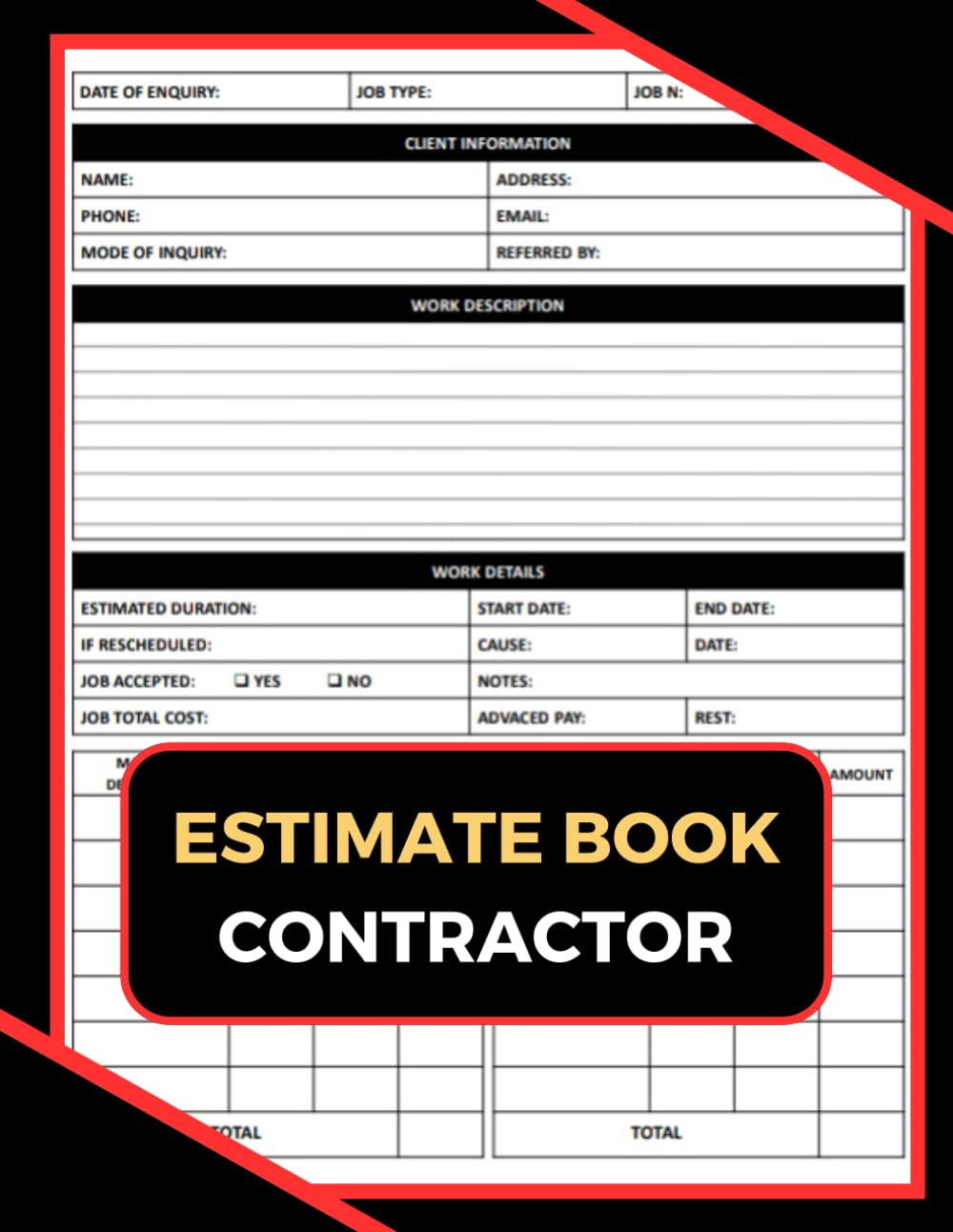 capítulo por capítulo baixar Estimate Book Contractor: Contractor notebook Organizer for Construction Work to record client details | 110 Pages