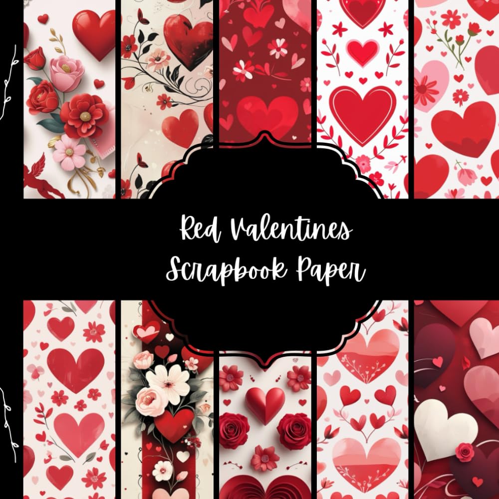 ler totalmente Red Valentines Scrapbook Paper, Love Junk Journal Paper, Romantic Decorative Paper, DIY Projects, Origami, Collage Sheets, Decoupage Paper, 10 Designs, Double SIded