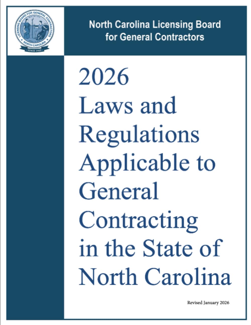 2026 Laws and Regulations Applicable to General Contracting in the State of North Carolina: Revised January 2026 baixar o livro de graça