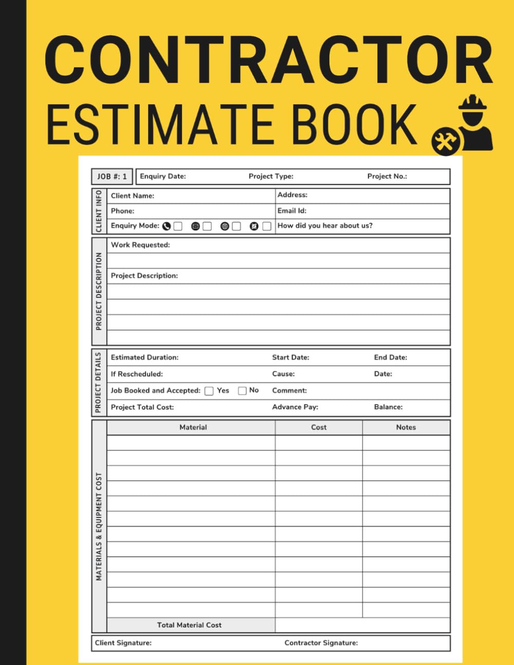 Contractor Estimate Book: Construction Work Job Estimate Record Book with Client Contact Log, Job Quotes, Material Cost Tracker & Dot Diagram Page For Taking Measurements & Inspection Notes baixar o livro de graça