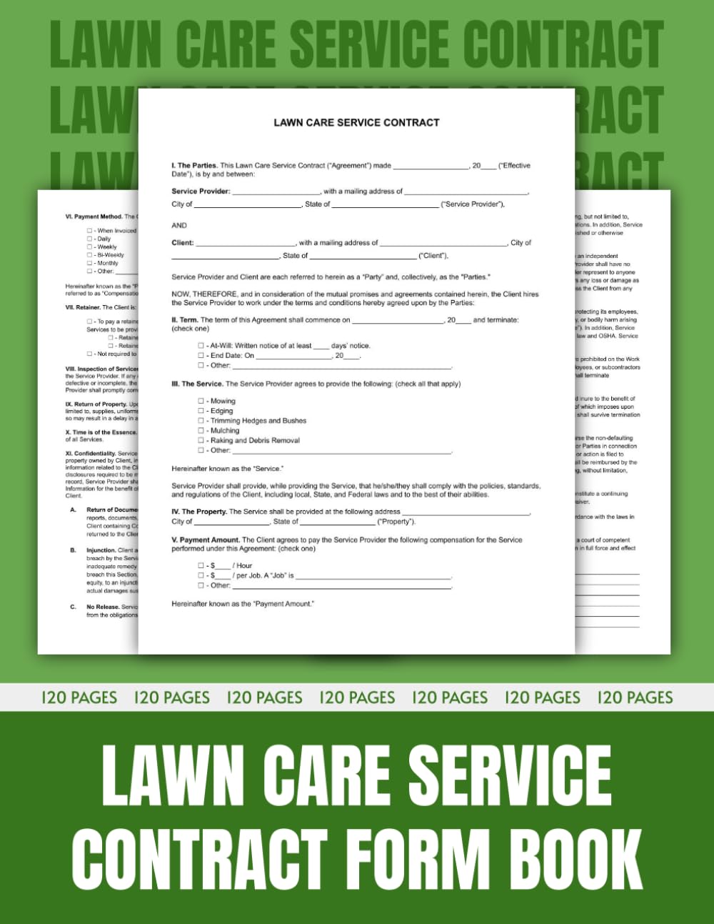 Lawn Care Service Contract Forms Book: Legally Binding Agreement Between Contractor and Client | Lawn Mowing, Watering, Hedging, Weeding, Clipping |... Schedules (8.5 x 11 in, 120 Pages - 30 Forms) baixar o livro de graça
