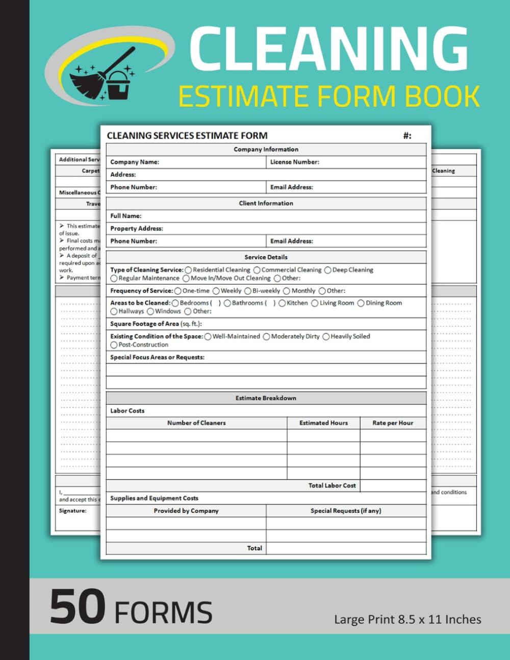 Cleaning Estimate Form Book: House Cleaning Service Quote Record | Cleaning Estimating Sheets | 50 Forms baixar o livro de graça