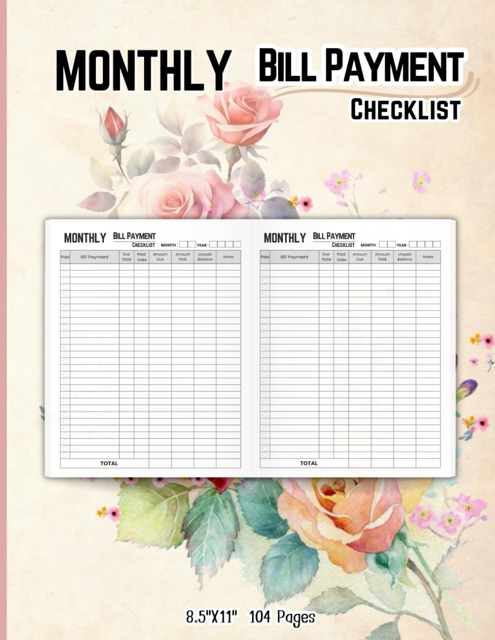 Monthly Bill Payment Checklist: Monthly bill list notebook to remind when it's time to pay bills. Size 8.5"x11" / 104 Pages. baixar livro de graça