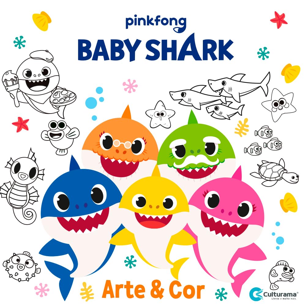Arte e cor Baby Shark: Livro para colorir!