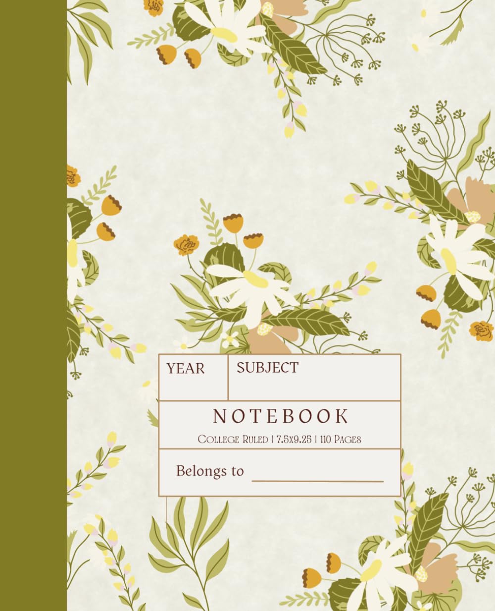 Notebook College Ruled: Cottage Core Aesthetic Composition Book for Note Taking with Vintage Botanical Green Leaves and Florals Illustrations baixar livro de graça