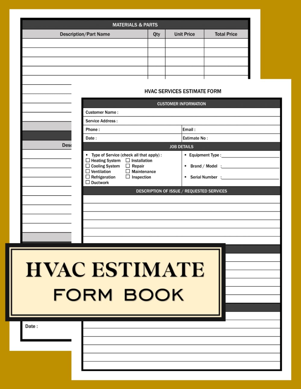 ler totalmente HVAC Estimate Form Book: Professional Heating & Cooling Job Estimate Templates For HVAC Technicians, Contractors, And Service Providers | Record Job Details, Materials, Labor And Payments