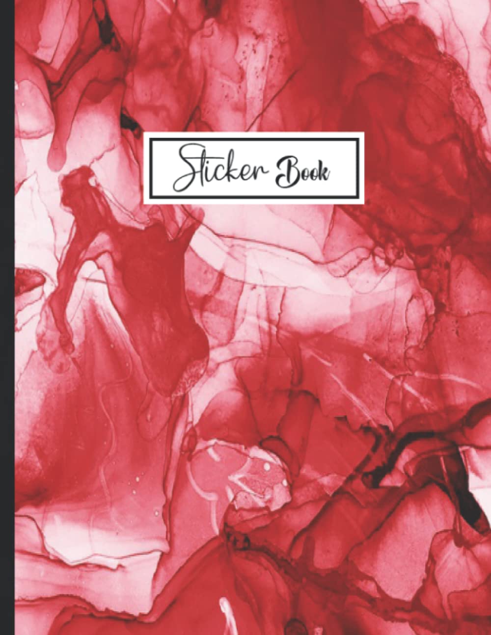Sticker Book: Cute Red Marble Design Blank Sticker Album Journal pages for Kids Sticker Collection Book.