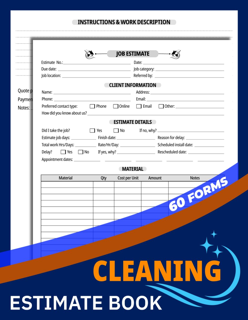 capítulo por capítulo baixar Cleaning Estimate Book: Job Quote Log for Commercial Cleaners, Housekeepers, and Janitorial Services | Track Labor, Materials, Measurements & Pricing | 60 Forms
