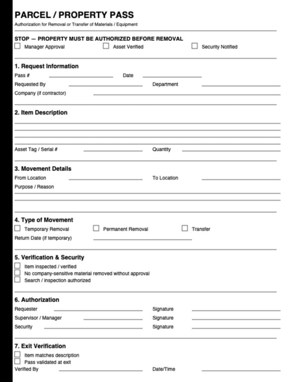 capítulo por capítulo baixar Parcel / Property Pass Logbook: Authorization Register for Removal, Release and Transfer of Materials, Equipment and Assets | 50 Permit Forms