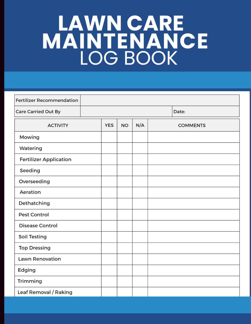 Lawn Care Maintenance Log: Yard Treatment and Landscape Service Record Book for Lawn Care Businesses, Property Managers, Garden Professionals, and Turf Maintenance Programs baixar livro de graça