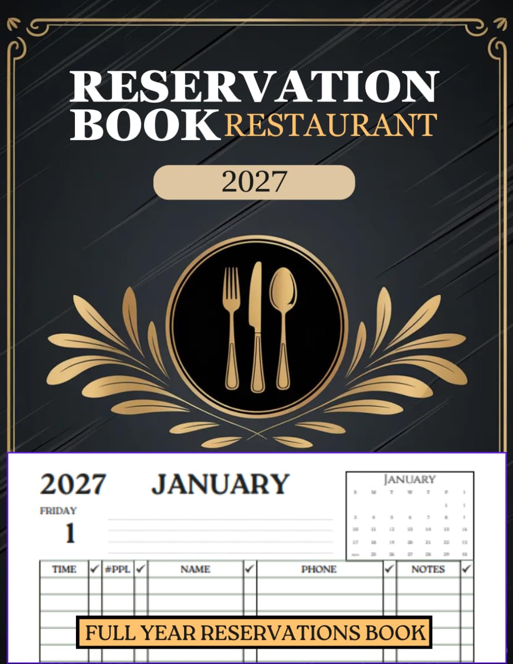 Reservation Book for Restaurant 2027: 365 Dated Pages from January to December | Daily Reservation and Appointment Log baixar o livro de graça