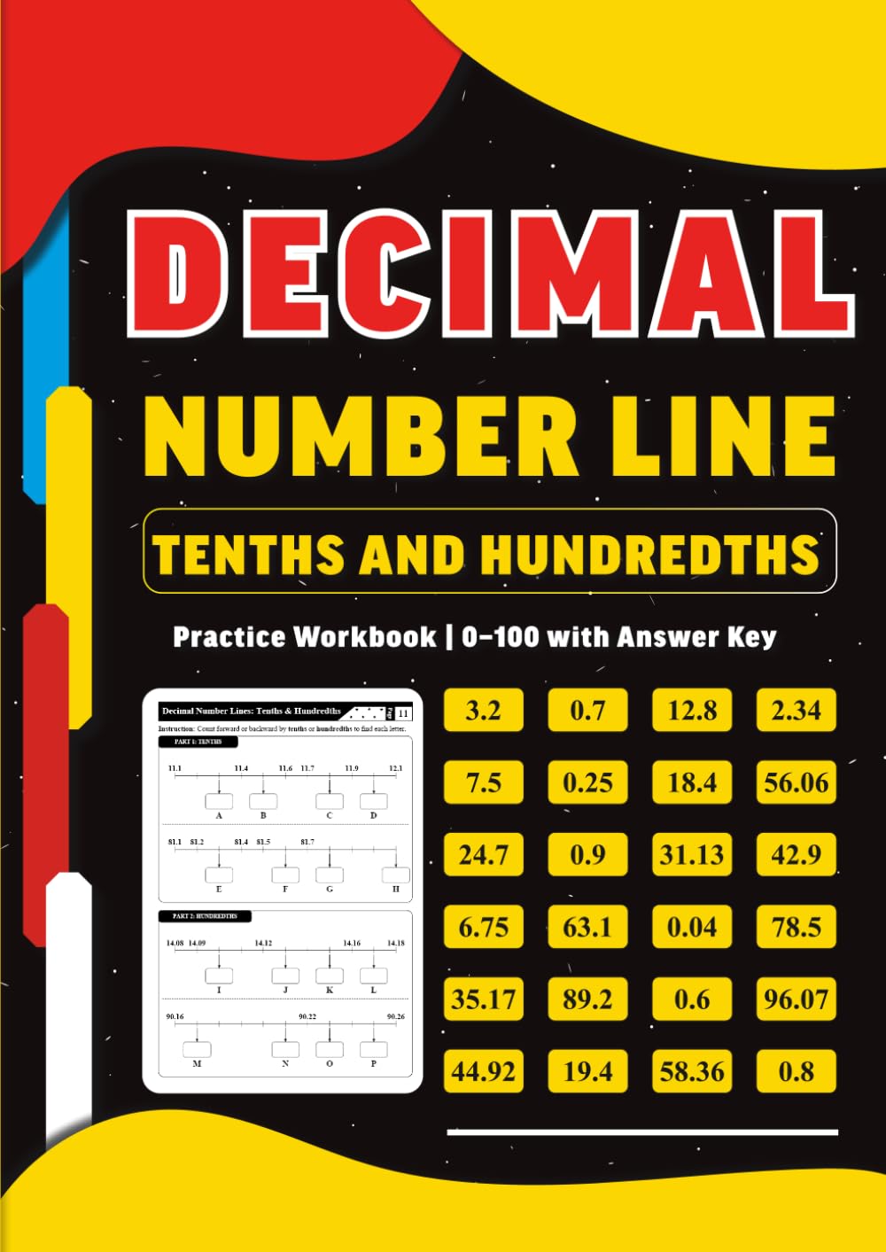 ler totalmente Decimal Number Line: Tenths and Hundredths Practice Workbook | 0–100 with Answer Key