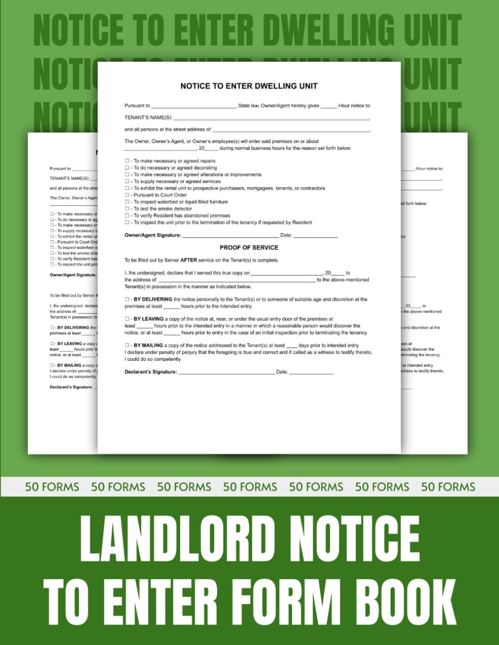 ler totalmente Landlord Notice to Enter Form Book: 50 Notice to Enter Forms with Proof of Service | 8.5 x 11 inches.