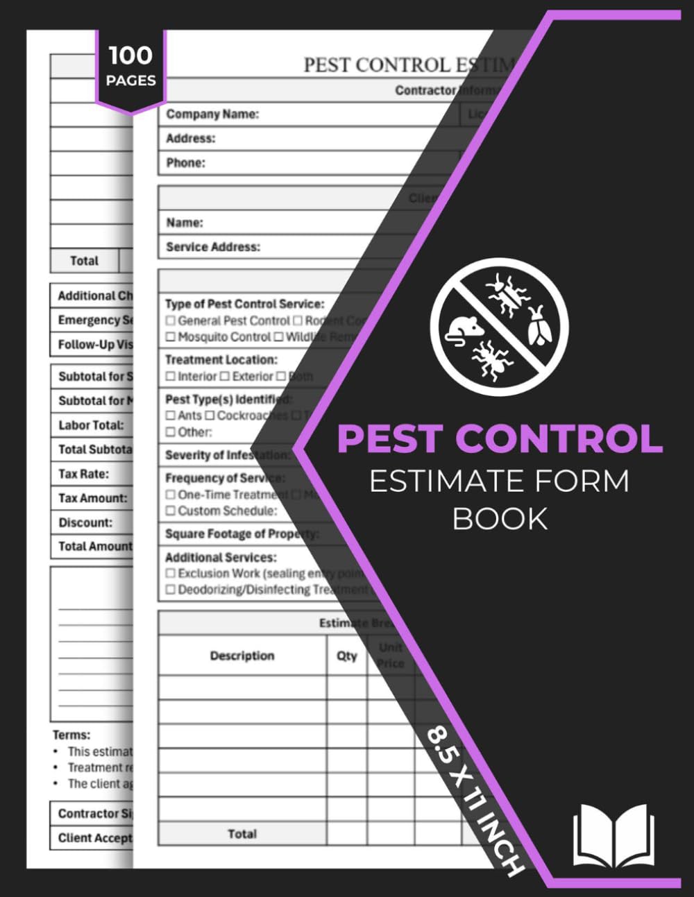 ler totalmente Pest Control Estimate Form Book: Pest Control Services Estimating Sheets | Pesticide Applicator Job Estimate Forms | 50 Forms