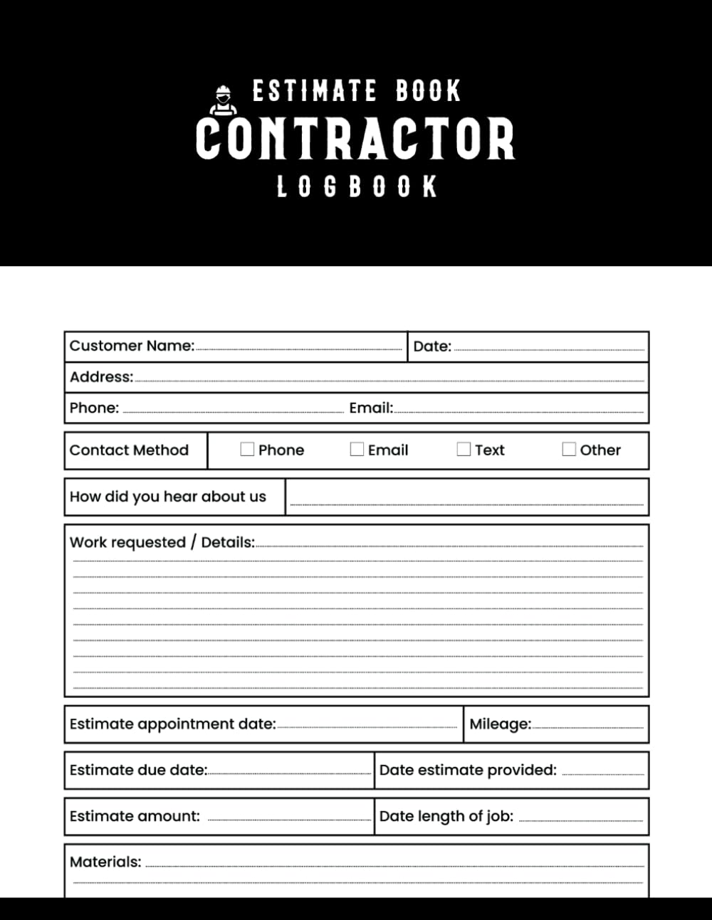 capítulo por capítulo baixar estimate book contractor: Job Estimate Quote Record Book With Dot Diagram Sheets For Taking Measurements