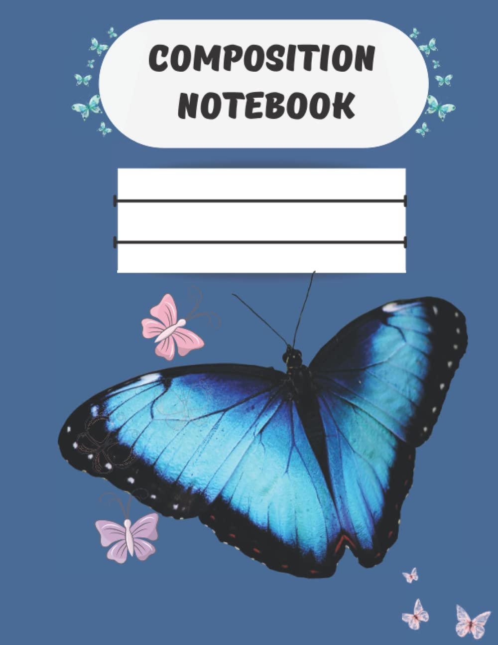 Blue Butterfly Composition Notebook Wide Ruled Paper: Cute Pink Pattern Journal Lined Workbook For Kids, Girls, Teens Woman baixar o livro de graça