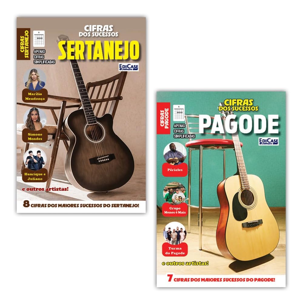 Kit 2 Revistas Cifras dos Sucessos - ed.01 - 72 págs.: Apenas Cifras Simplificadas - Pagode e Sertanejo