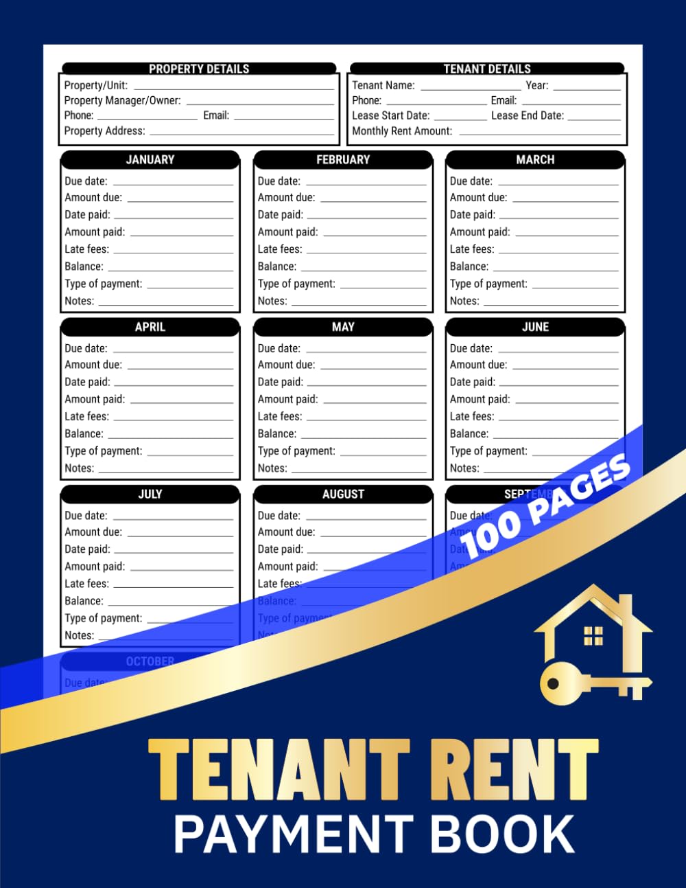 Tenant Rent Payment Book: Monthly Rental Ledger Record for Landlords & Property Managers | Track Due Dates, Late Fees & Outstanding Balances | 100 Pages baixar livro de graça