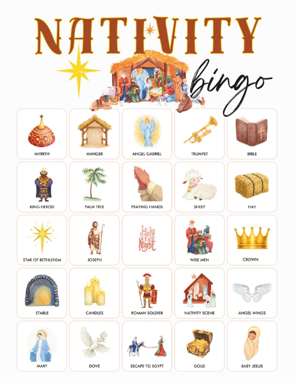 capítulo por capítulo baixar Nativity Bingo: 32 Player Christmas Story and Religious Themed Party Games for Sunday School, Church Advent Events, and Christmas Activity