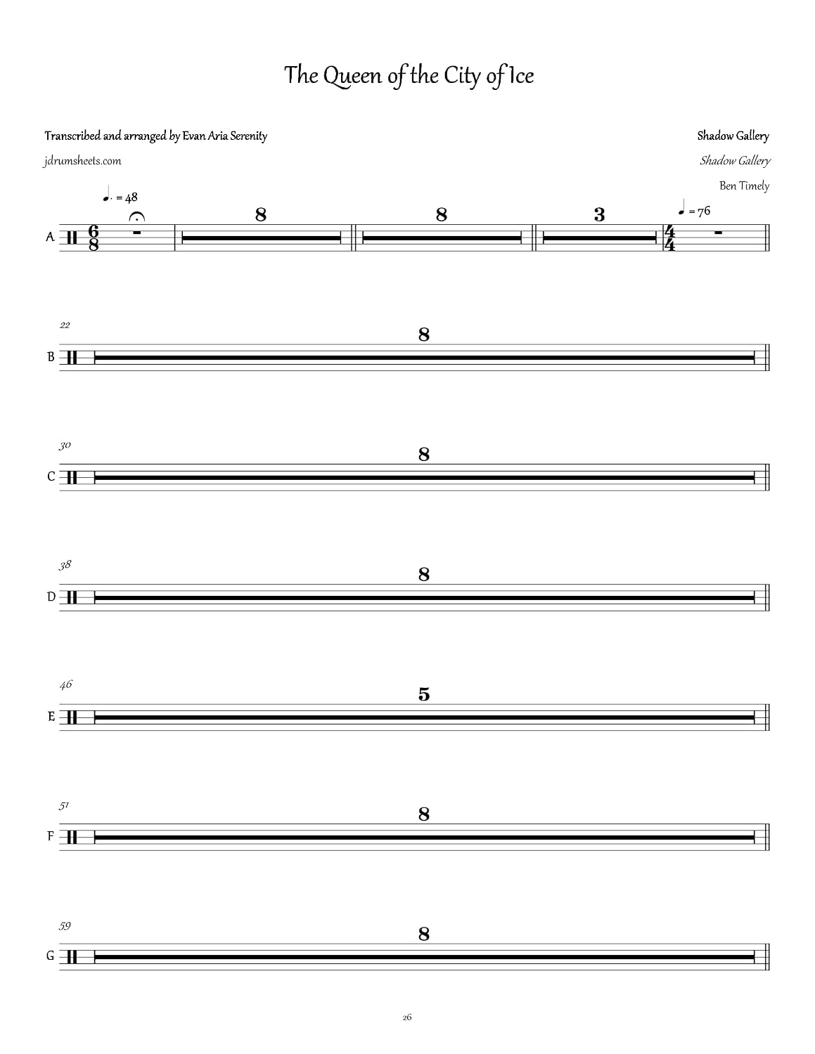 capítulo por capítulo baixar Shadow Gallery - The Queen of the City of Ice: Drum Sheet Music (JDS: Shadow Gallery Drum Sheet Music) (English Edition)