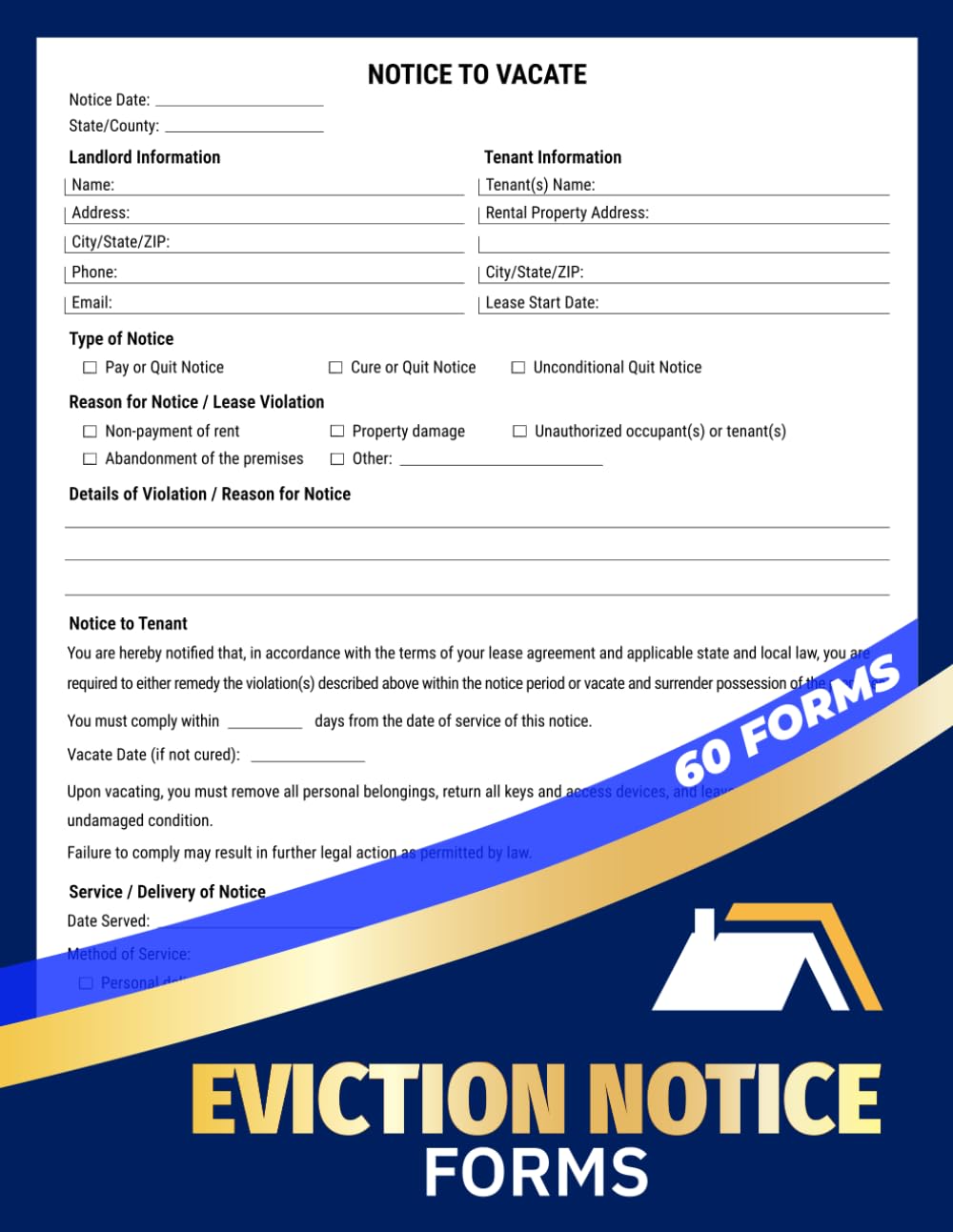 Eviction Notice Forms: Landlord Tenancy Termination, Rental Move-Out Notices & Proof of Service Documentation | 60 Forms baixar livro de graça