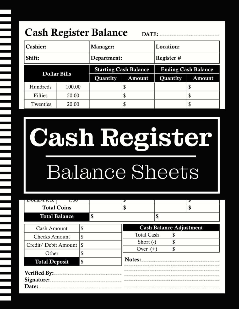 Cash Register Balance Sheets: For Daily Drawer Count | Counting Currency, And Deposit Report Forms baixar livro de graça