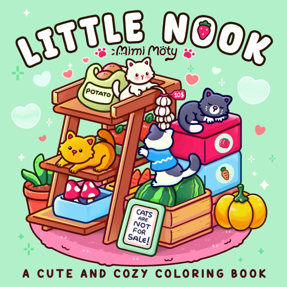 ler totalmente Little Nook: Coloring Book for Adults and Teens Featuring Cute Designs of Hygge Corners, Comfy Spaces, and Relaxing Moments with Animals for Stress Relief