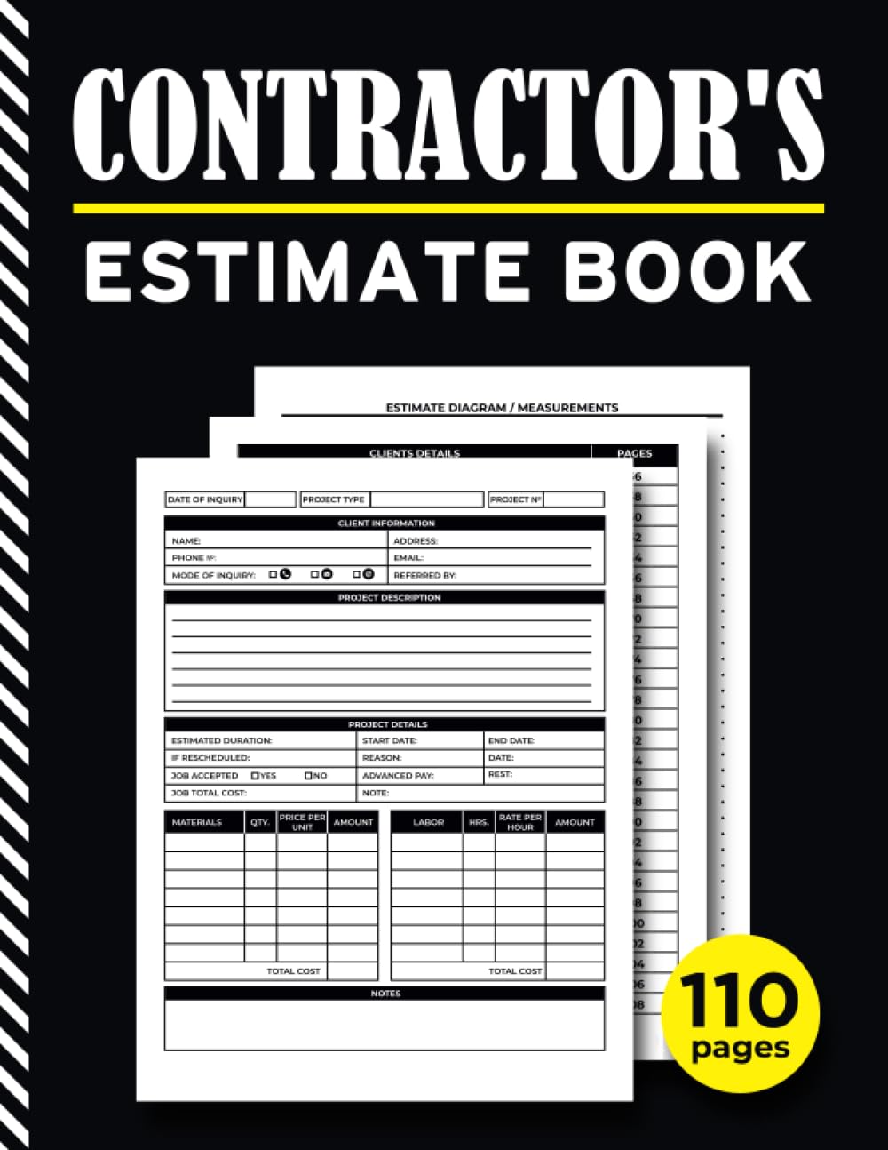 Estimate Book Contractor: job estimate form With Project Quote and Client Details Record Tracker, Dot Diagram Sheets for Taking Measurements and Notes... Index Client Data Log...Notebook Organizer baixar o livro de graça