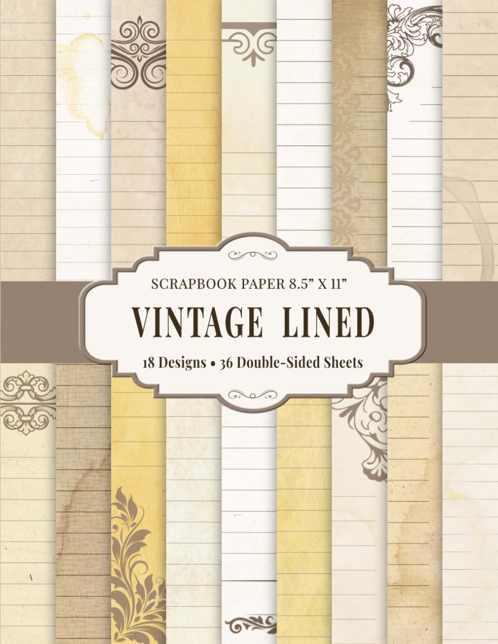 capítulo por capítulo baixar Vintage Lined Scrapbook Paper 8.5” x 11”: Decorative Lined Writing Paper Pad | 18 Designs | 36 Double-Sided Sheets for Scrapbooking, Journaling and Crafting