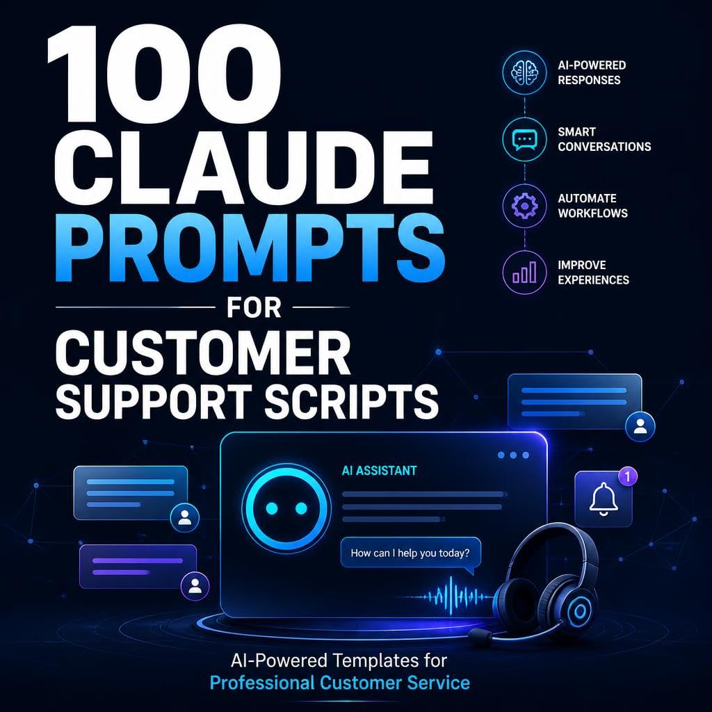 ler totalmente 100 Claude Prompts for Customer Support Scripts: AI-Powered Templates for Customer Service, Complaints, Refunds, Technical Support, Live Chat, Retention & Support Automation (English Edition)